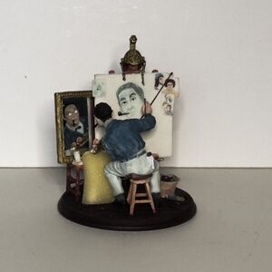 Norman Rockwell Artist Sculpture in Blue and Gold